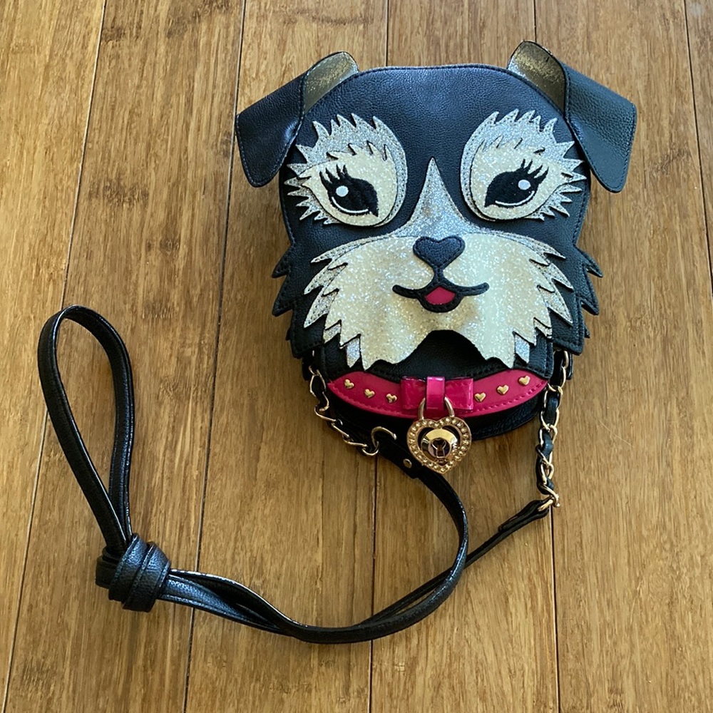 Betsey Johnson Black Fritz’s Dog Crossbody Bag